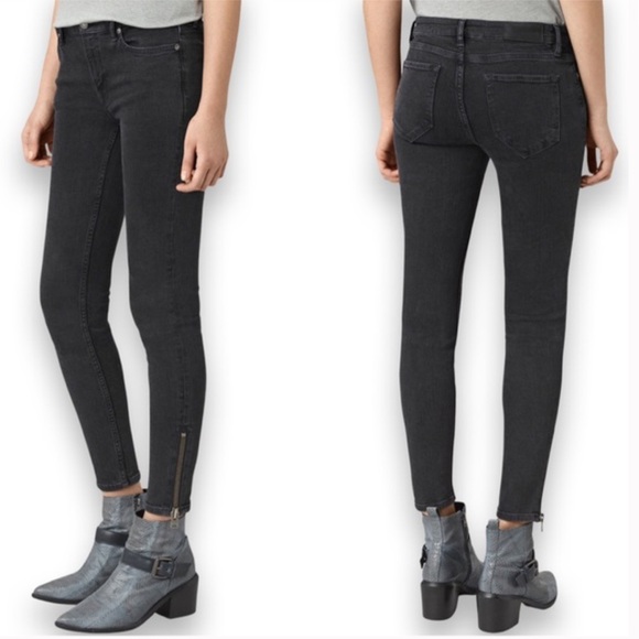 ALLSAINTS Mast Skinny Jeans in Jet Black - Picture 10 of 10